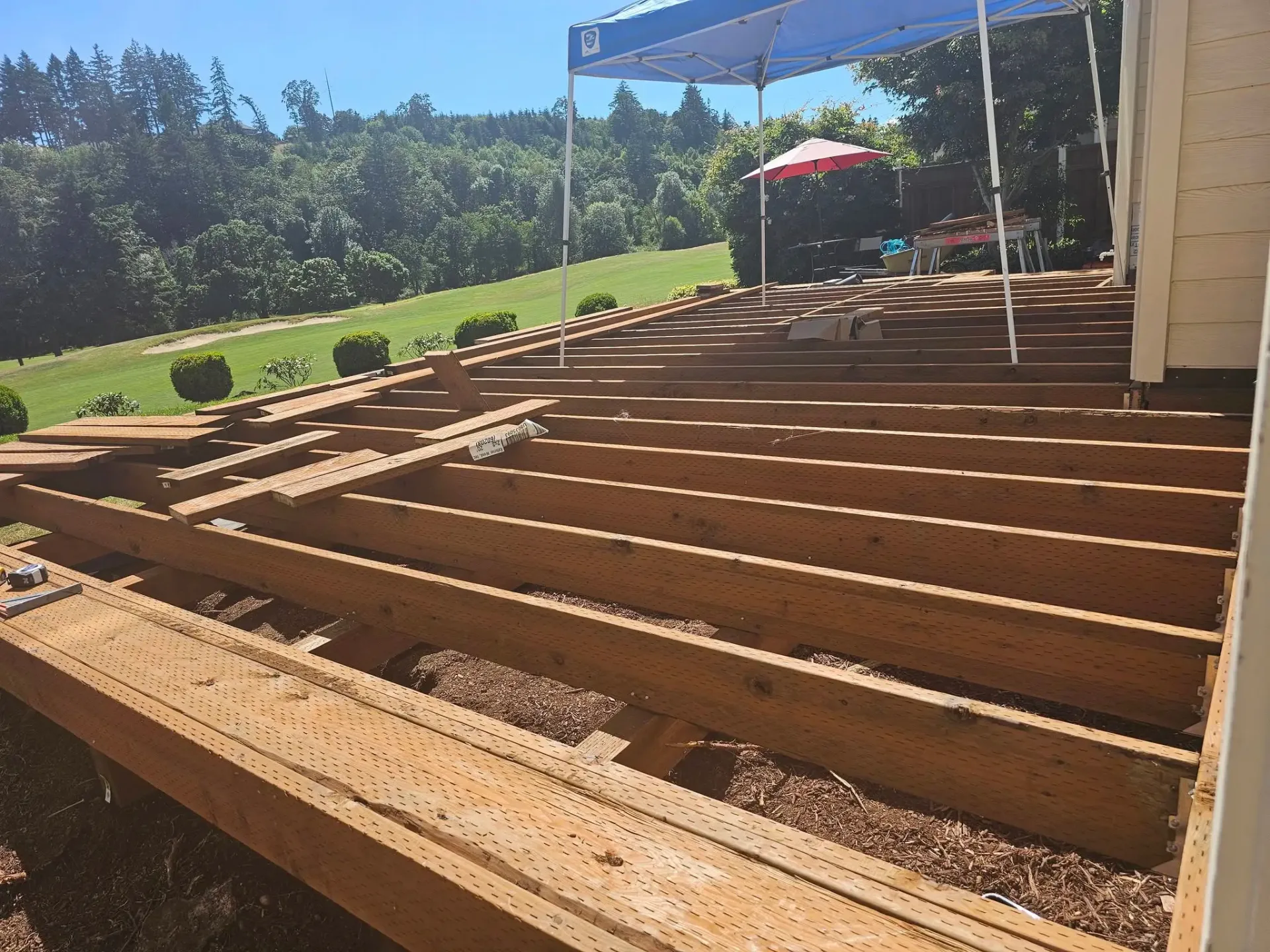 Deck framing on hillside property