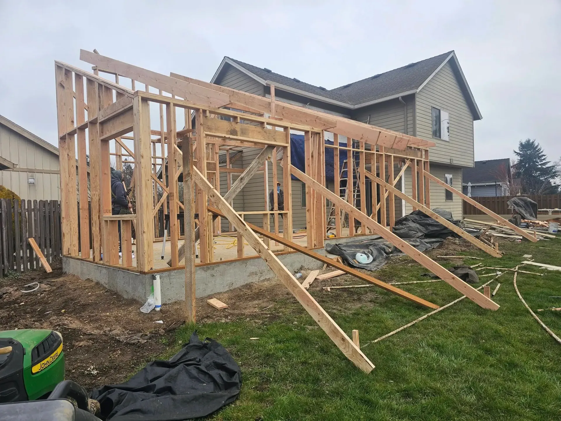 Home addition framing in progress