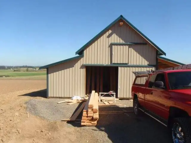 Pole barn framing nearing completion