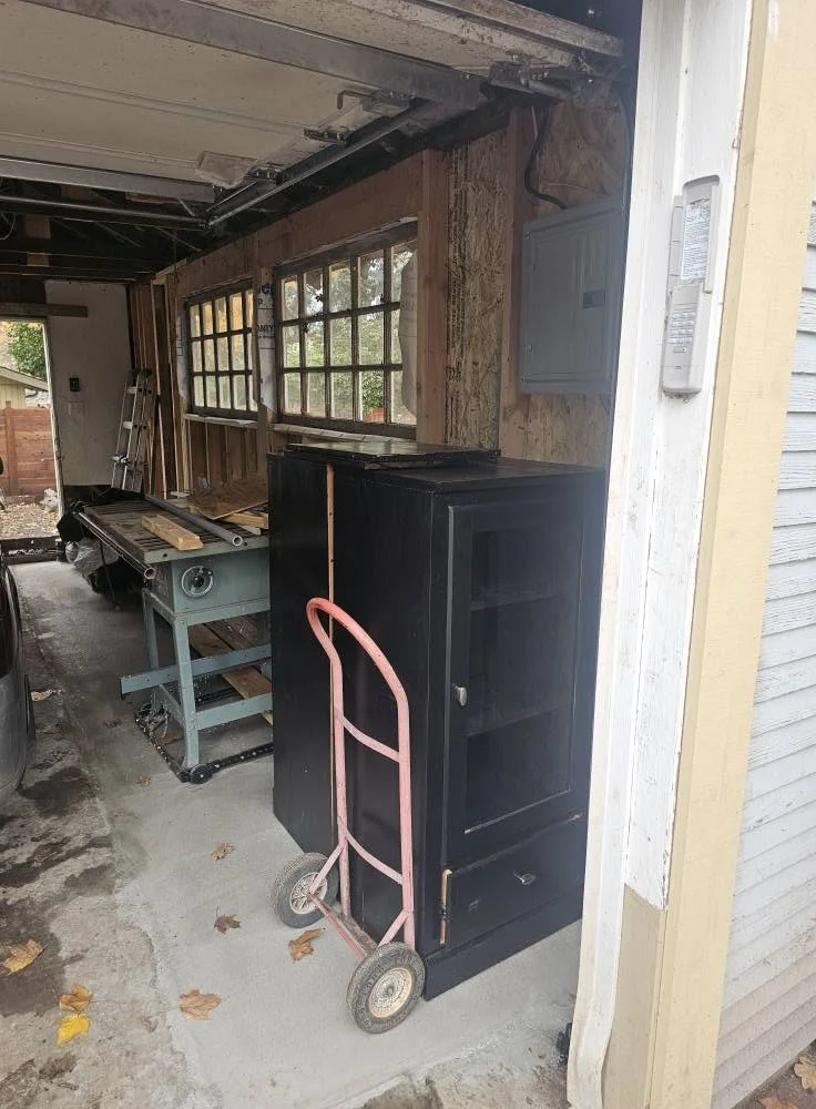 Garage interior demo prepped for rebuild
